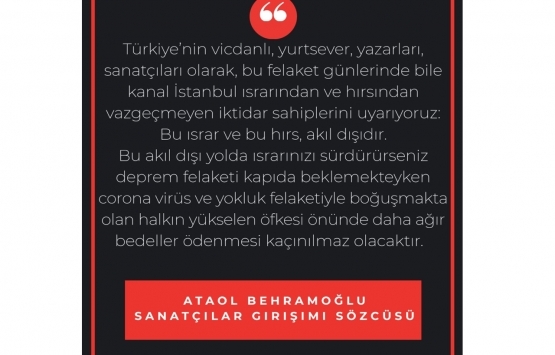 Sanatçılar Girişimi’nden Kanal İstanbul yorumu!