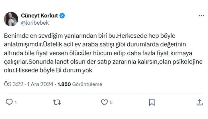 Yatırımcıdan borsa neden kazançlı açıklaması: Borsada ihtiyacın kadar satabilirsin, ama konutta 500 binlik satamıyorsun!