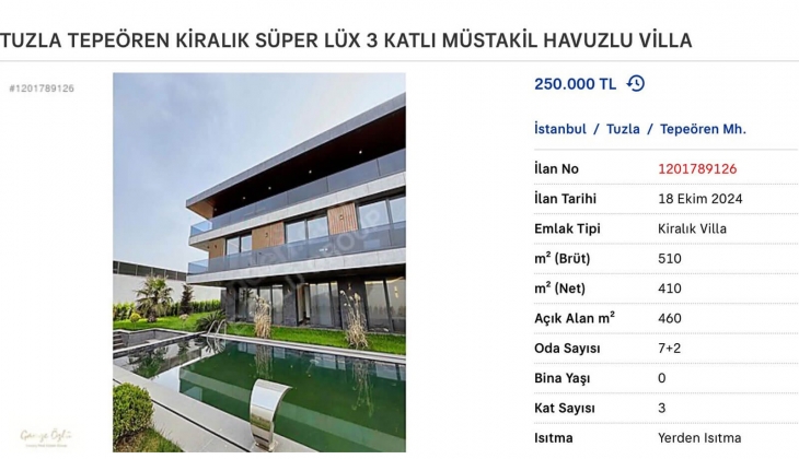 Tuzla Tepeören’de kiralar 500 bin TL ye kadar yükseliyor! 