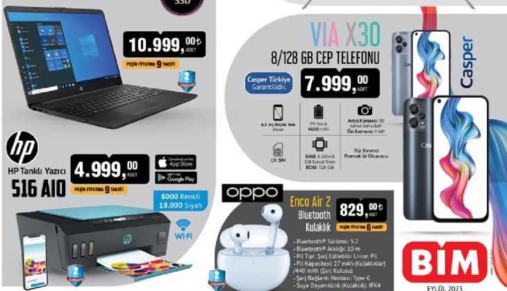 BİM'de cep telefonu 7 bin 999 TL'ye, robot süpürge 4 bin 799 TL'ye düştü! BİM 1 Eylül yeni ay online indirimli katalog
