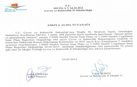 Bodrum Gündoğan iskele amaçlı imar planı askıda!