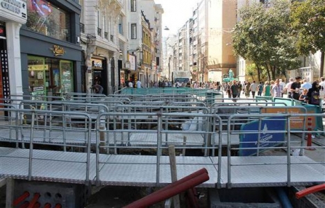 İstiklal Caddesi nde son durum! Çalışmalar havadan görüntülendi!