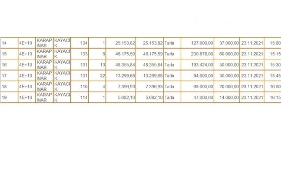 Konya Karapınar Milli Emlak tan satılık 19 gayrimenkul!