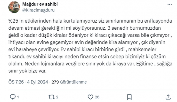 Ev sahiplerinden yüzde 25 sınırlamasının kaldırılması hataydı açıklamasına tepki yağdı!