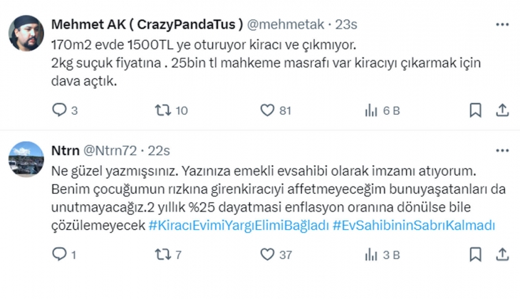 Emsali 30 bin TL olan evlerde 3-5 bin TL ye oturuyorlar: Kimse kötü niyetli kiracıları finanse etmeye mecbur değil!