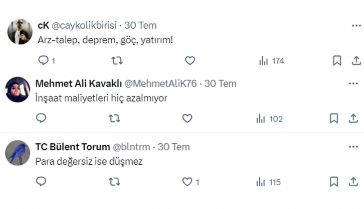 Sosyal medyada konut fiyatları çıkarması: Vatandaşlar Konut fiyatları neden düşmüyor? sorusunu yanıtladı!