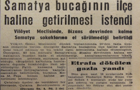 1959 yılında Samatya'nın ilçe yapılması istenmiş!