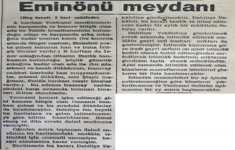 1938 yılında Eminönü Meydanı nın açılmasına başlanacak!