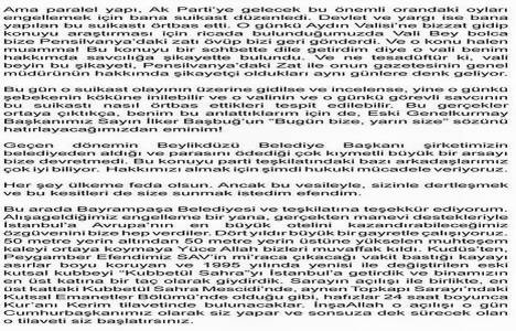 Fadıl Akgündüz den Başbakan Recep Tayyip Erdoğan a mektup!