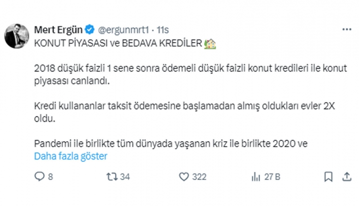 Konut piyasasında politika faizi enflasyonun üzerinde kaldığı sürece 1 TL’ye alayım, sonra 2 TL’ye satayım rantı bitti!