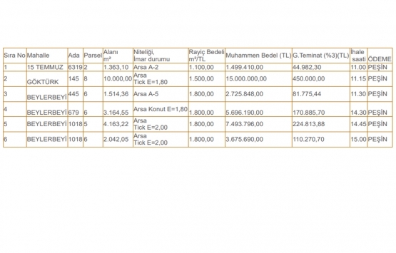 Gaziantep te 36.1 milyon TL ye satılık 5 gayrimenkul!