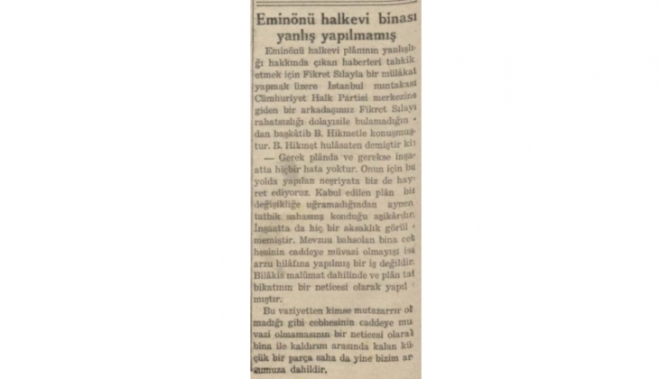 1940 yılında Eminönü halkevi binası yanlış yapıldı iddiası!