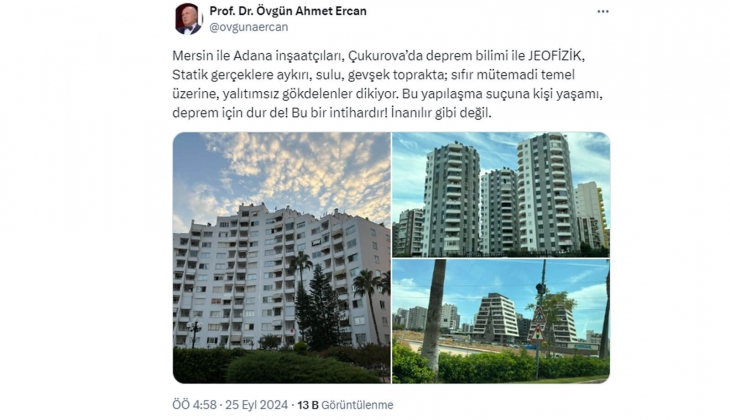Deprem uzmanı Prof. Dr. Övgün Ahmet Ercan dan iki şehir için uyarı: Bu bir intihar! 