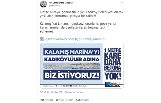 Şerdil Dara Odabaşı dan Kalamış Yat Limanı tepkisi!