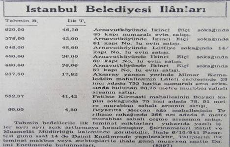 1941 yılında Laleli Caddesi'nde 23 metrekare arsa 237 liraya satılacakmış!