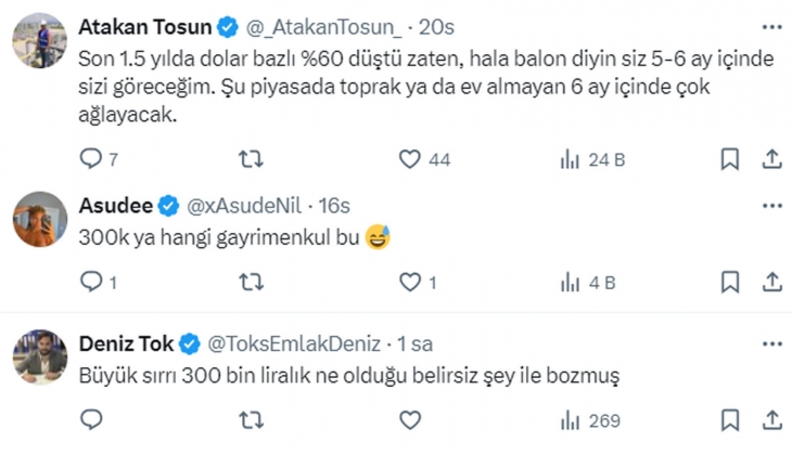 Bir emlak ilanında 1 ayda fiyat yüzde 24 düştü! Analistten Gayrimenkulde hala balon var açıklaması geldi!
