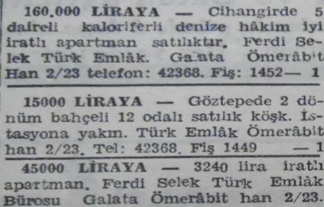 1944 yılında Büyükdere civarında 2 bin dönüm arazili çiftlik 50 bin liraya satılacakmış!