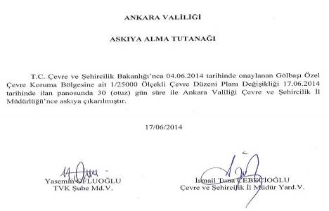 Ankara Gölbaşı Özel Çevre Koruma Bölgesi Çevre Düzeni Planı askıya çıktı!