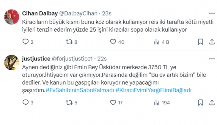 Emsali 30 bin TL olan evlerde 3-5 bin TL ye oturuyorlar: Kimse kötü niyetli kiracıları finanse etmeye mecbur değil!