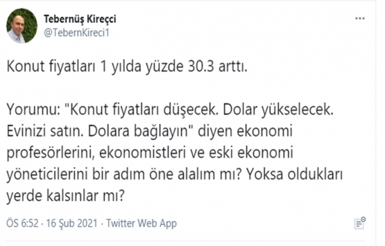 Konut Fiyat Endeksi 2020 de yüzde 30,3 arttı!