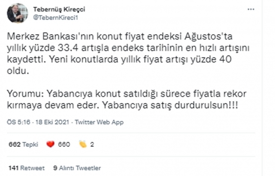 Konut Fiyat Endeksi rekor kırdı!