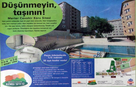 1999 yılında Merter Cevahir Koru Sitesi satışa sunulmuş!