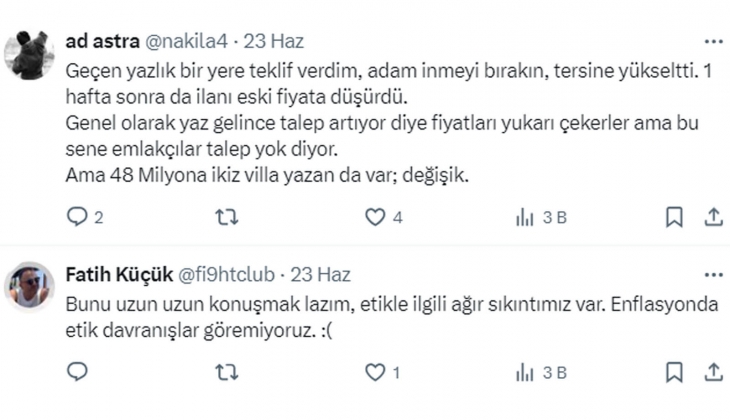 2022 de 3.4 milyon dolar olan emlak fiyatı, 2023 te 4.7, şimdi 3.2 milyon dolar oldu! Satıcının kafası karışık!