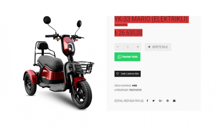 Elektrikli 3 tekerlekli Yuki Mario fiyatı güncellendi! Yuki Mario kaç TL? İşte 10 Haziran 2022 fiyat listesi