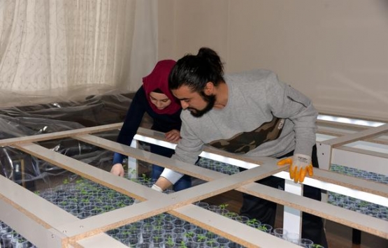 Evinin salonuna kendi serasını kurdu!