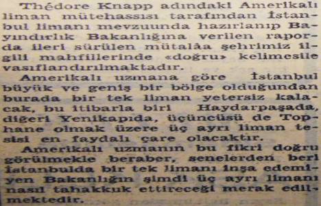 1949 yılında İstanbul da 3 adet limana ihtiyacı varmış!