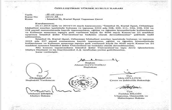 İstanbul Şehir Üniversitesi’ne usulsüz şekilde bedelsiz arazi tahsis edilmiş!