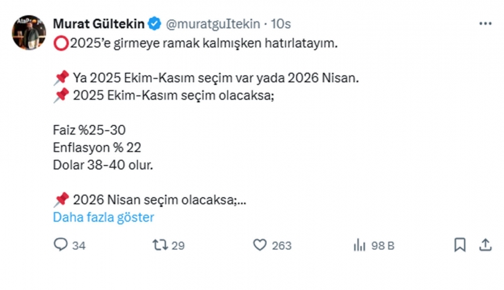 Uzmanı açıkladı: 2025 Ekim-Kasım da ya da 2026 Nisan da seçim olursa konut fiyatları yine tırmanacak!