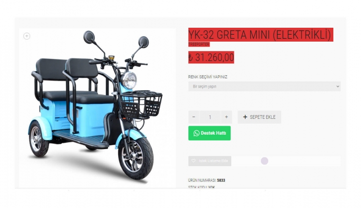 Elektirikli, 3 tekerlekli Yuki Greta Mini nin fiyatı ne kadar? İşte 16 Haziran 2022 fiyat listesi...