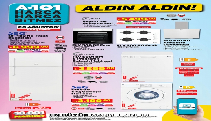 Beyaz eşya alışverişiniz için fırsatlar A101 25 Ağustos Perşembe kataloğunda! İşte A101 25 Ağustos Cuma kataloğu!