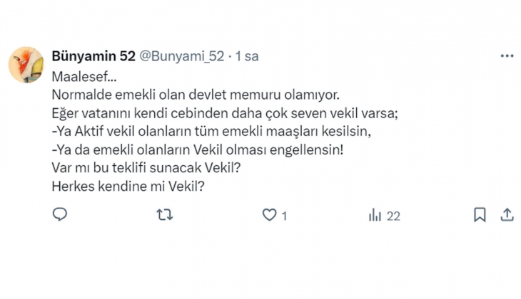 Vekil emeklisi maaşı 122 bin, emekliyken vekil seçilenin maaşı 285 bin TL!
