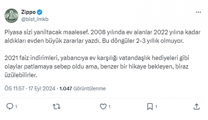 Türkiye de konut genel olarak kazandırıyor ama şu an konut alanlar hata mı yapıyor?