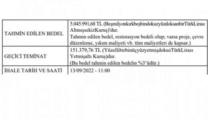 İstanbul Vakıflar 2. Bölge Müdürlüğü nden restorasyon karşılığı kiralama ihalesi!