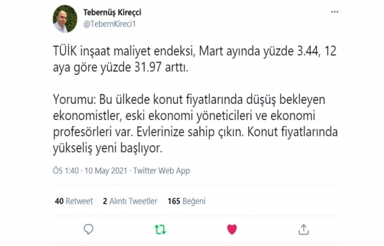 İnşaat maliyetleri yıllık bazda yüzde 32 arttı!