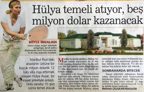 2006 yılında Hülya Avşar 12 lüks villa inşa ettirecek!