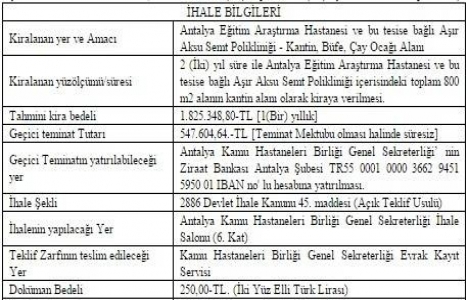 Antalya Eğitim Araştırma Hastanesi nden satılık kantin!
