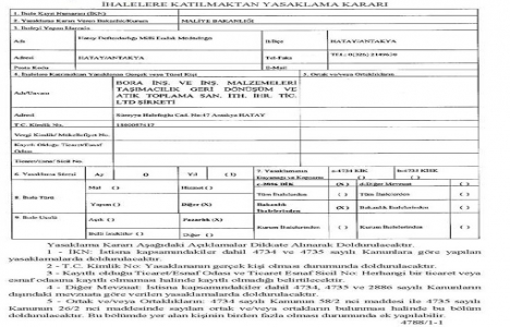 Milli Emlak Müdürlüğü nden Bora İnşaat a ihale yasağı!