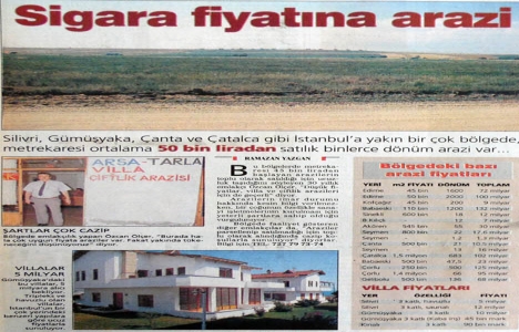 1997 yılında Silivri de sigara fiyatına arazi!
