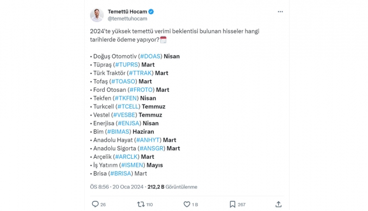 Hangi hisselerin temettü verimi beklentisi yüksek? İşte o hisseler ve ödeme tarihleri...