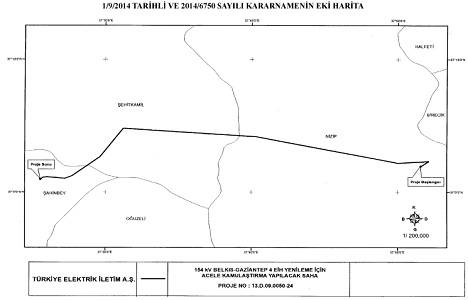 Belkıs-Gaziantep 4 Enerji İletim Hattı Yenileme Projesi için acele kamulaştırma!