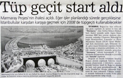 2002 yılında Marmaray Projesi nin ihalesi açılmış!