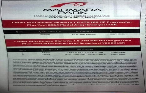 Marmara Park AVM Alfa Romeo Giulietta çekiliş sonuçları!