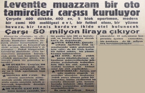 1957 yılında Levent te oto tamircileri çarşısı kurulacakmış!