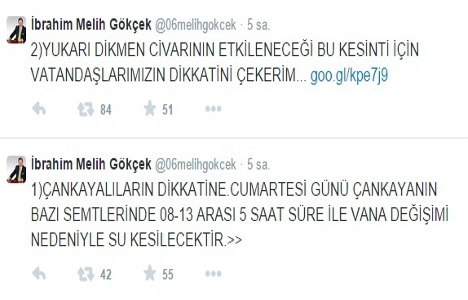 Ankara su kesintisi 7 Şubat 2015 saatleri!