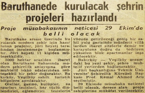 1955 yılında Baruthane de kurulacak şehrin projeleri hazırlanmış!