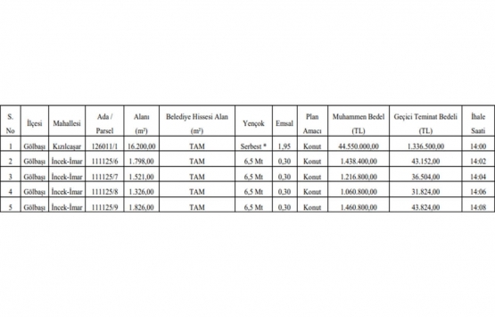 Ankara da 49.7 milyon TL ye satılık 5 gayrimenkul!